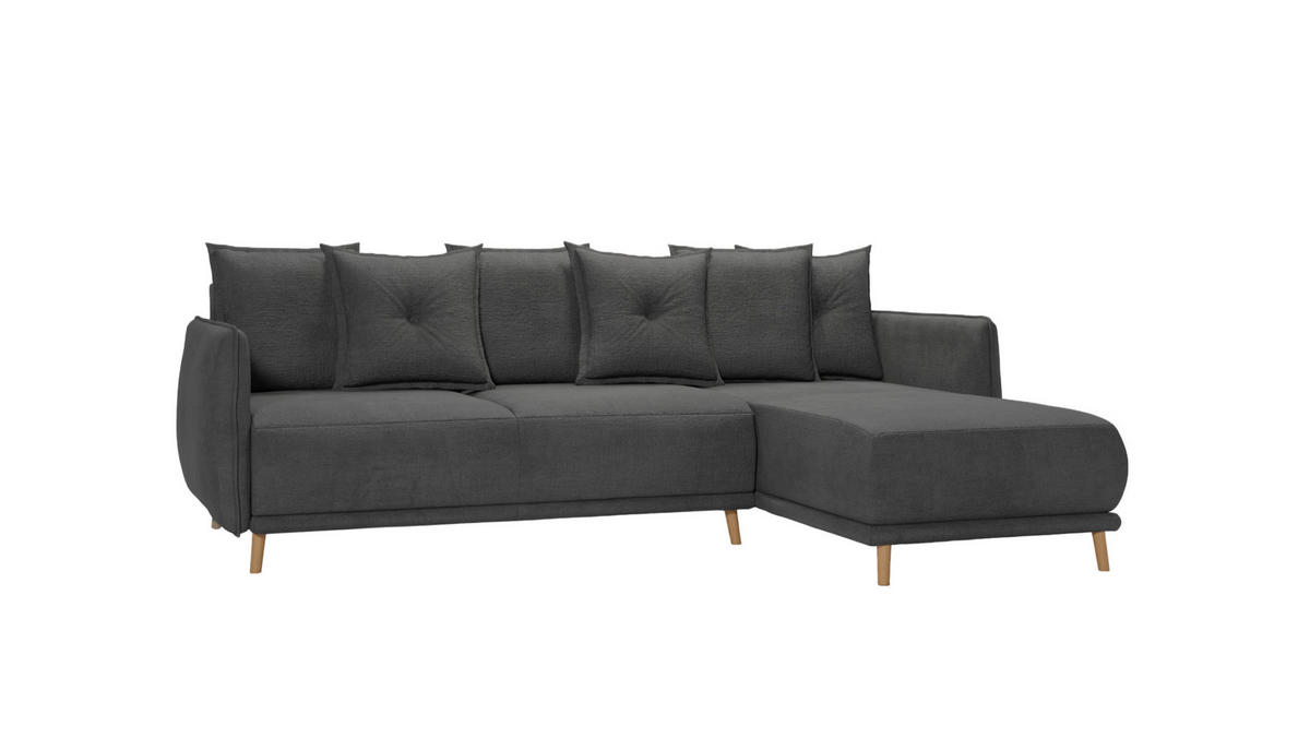 ECKSOFA Chroma Graphit Luxusmicrofaser - Graphitfarben/Braun, Holz/Textil (238/170cm) - S-Style Möbel