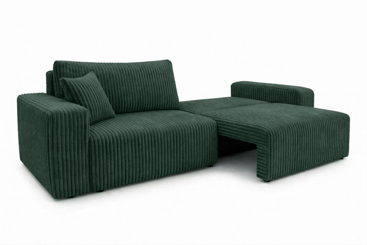 SOFA Mit Schlaffunktion Und Bettkasten, Cordstoff Tilia, Grün, BEST SCORNER - Grün, Holz (245/83/90cm) - Kaiser Möbel