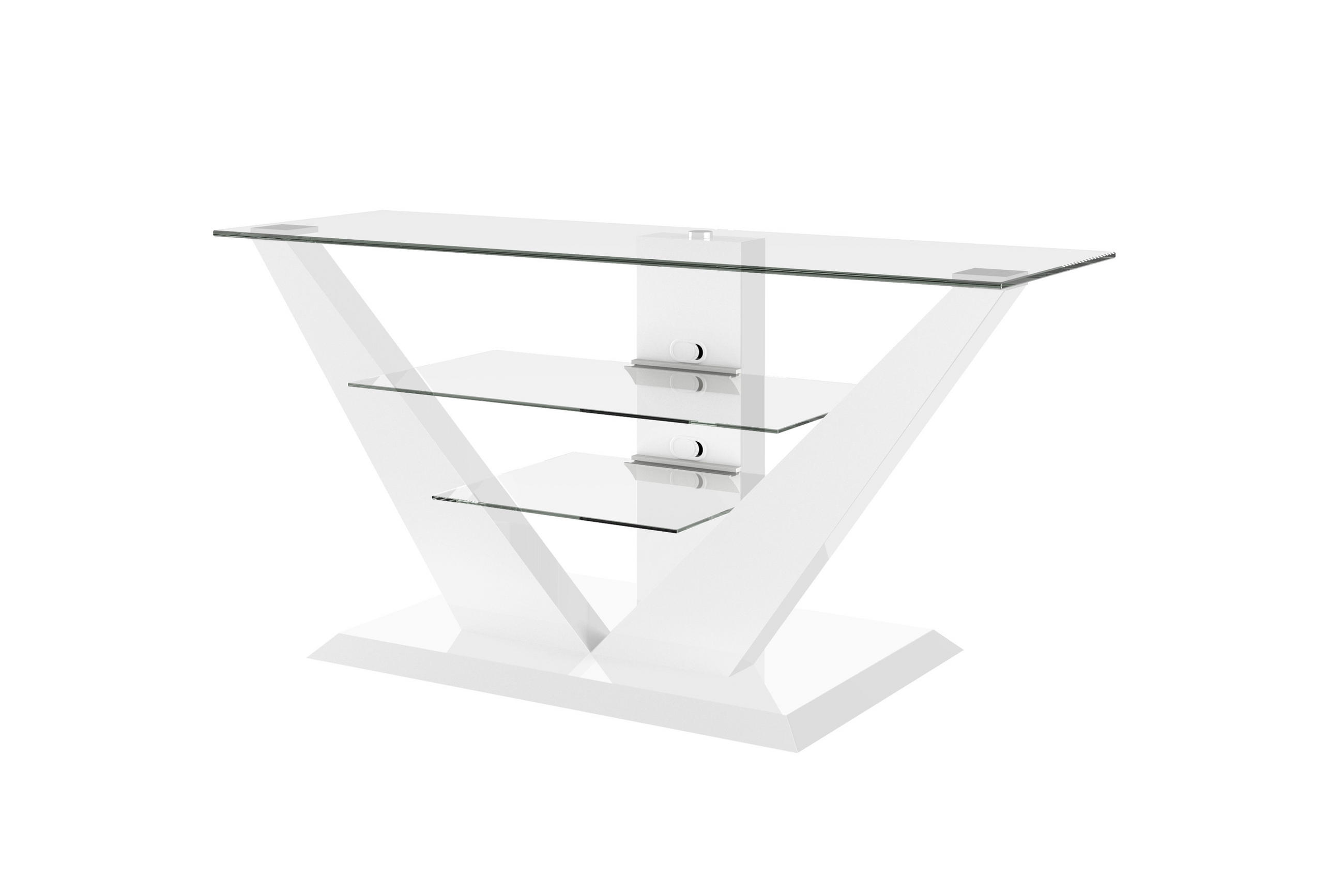 FERNSEHTISCH rechteckig Weiß Hochglanz Glas 140/65/53 cm - Weiß Hochglanz, Holzwerkstoff (53.5/65/140cm)