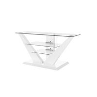 FERNSEHTISCH rechteckig Weiß Hochglanz Glas 140/65/53 cm - Weiß Hochglanz, Holzwerkstoff (53.5/65/140cm)