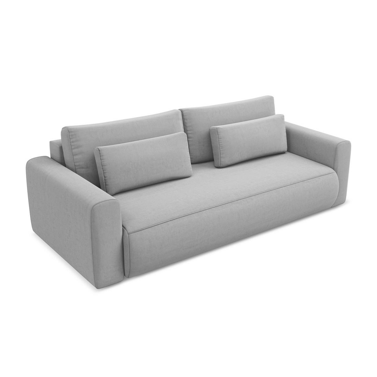3-SITZER SOFA mit Schlaffunktion Samt Stoff Grau - Schwarz/Grau, Kunststoff/Textil (238/82/105cm) - LaMiaSofa
