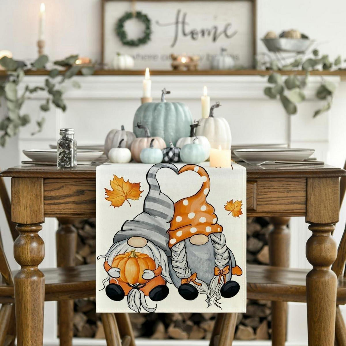 TISCHLÄUFER Herbst GNOME Kürbis 40 x 140 cm - Multicolor, Textil (140/40/1.5cm)