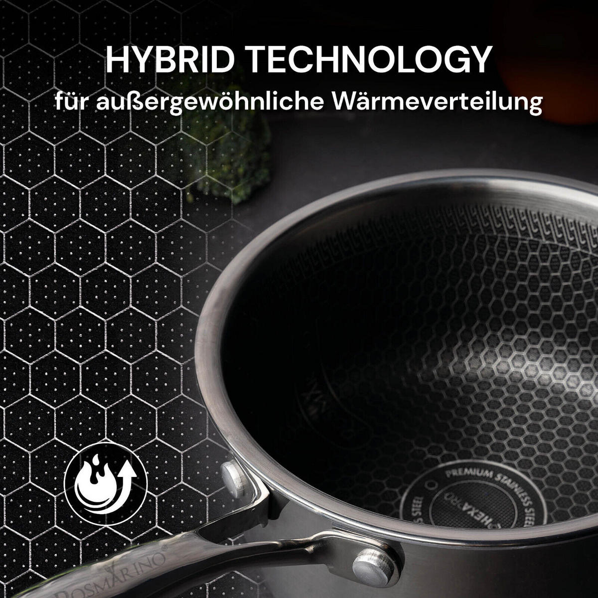 BRATPFANNE HEXAPRO Edelstahl Silber - Silberfarben, Metall (28cm) - Rosmarino