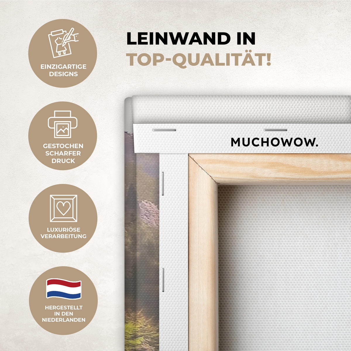 LEINWANDBILD Natur - Bäume - Berge - See - Wasser 60x80 cm - Hellgrün, Textil (60/80cm) - MuchoWow