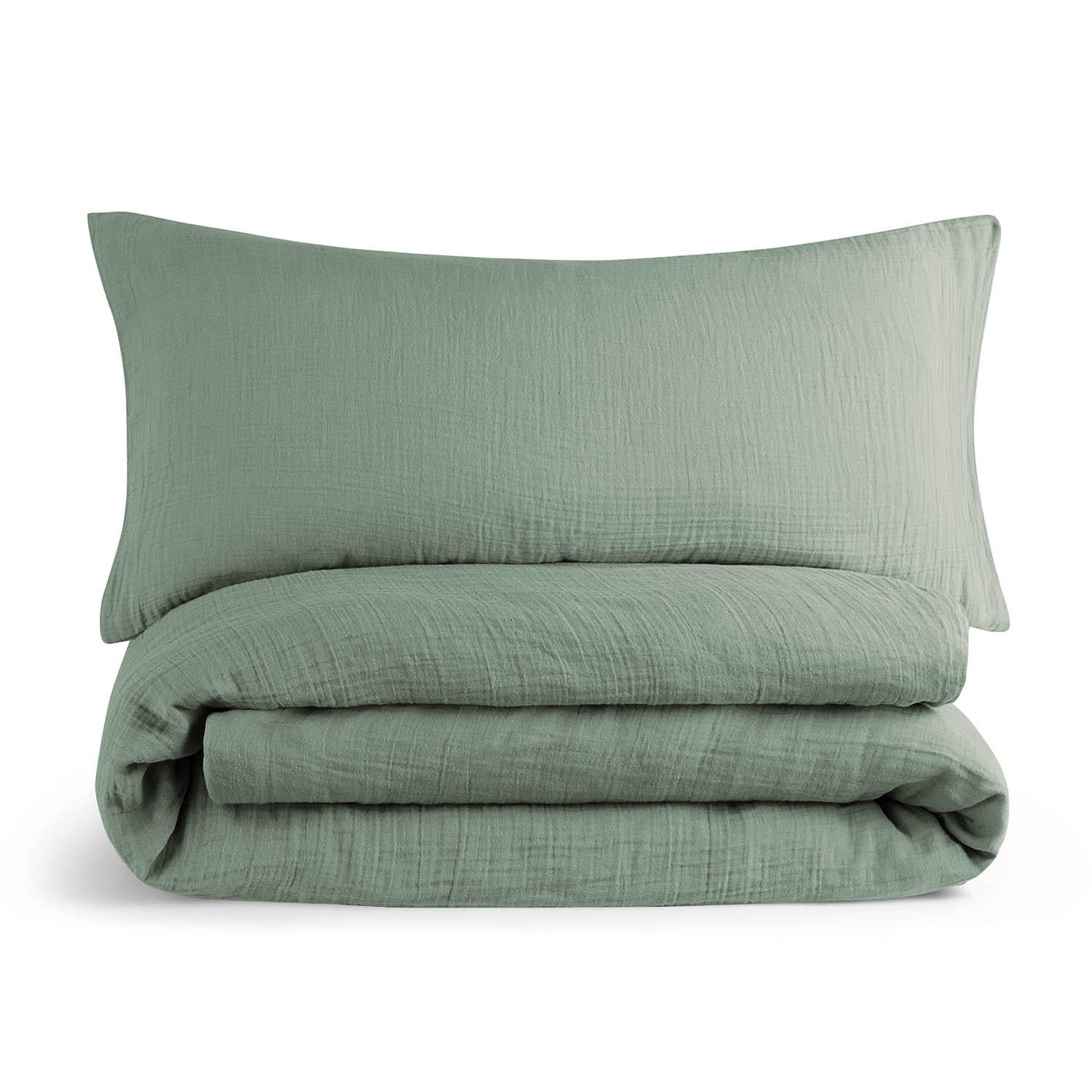 BETTWÄSCHE Musselin, 100% Baumwolle, 135/200 cm & 40/80 cm, Grün - Grün, Textil (135/200cm) - Blumtal