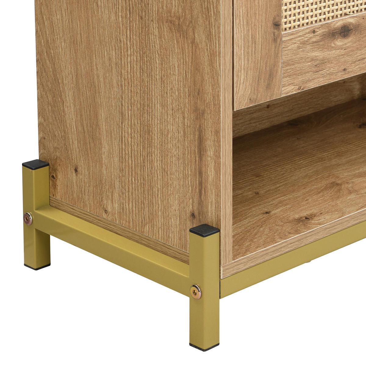 SCHUHSCHRANK aus Holz mit Rattantüren - Hellbraun, Holzwerkstoff (24/100/108.5cm) - Urban Meuble