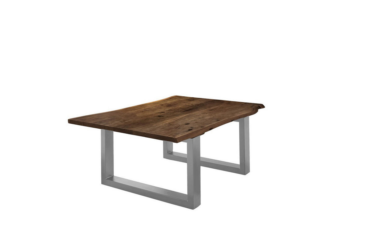 COUCHTISCH LUBIN - Silberfarben/Walnussfarben, Holz/Metall (80/120/40cm) - SAM