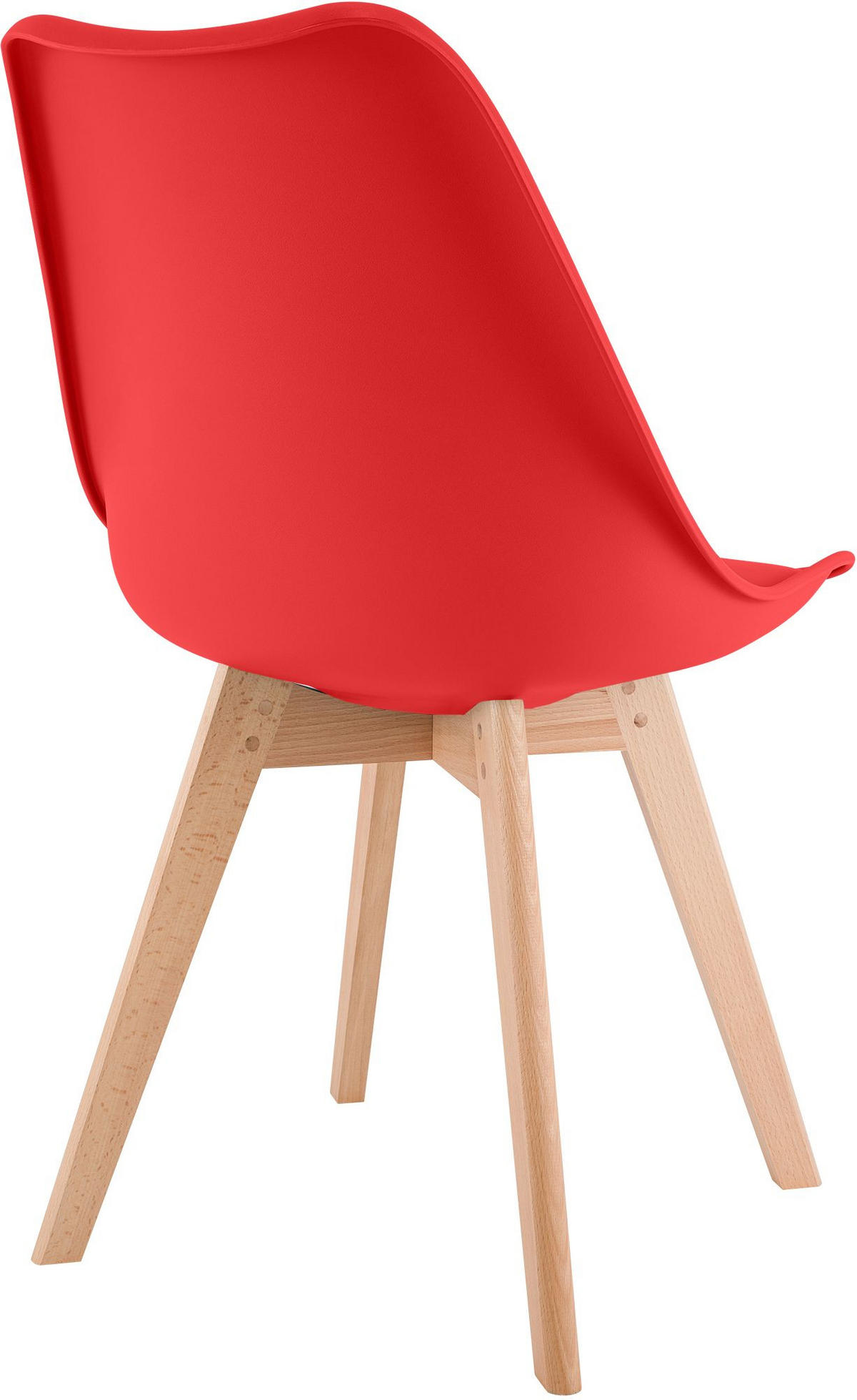 STUHL 4 Kunststoff Rot - Eukalyptusholzfarben/Rot, Holz/Kunststoff (49/83/50cm) - CLP