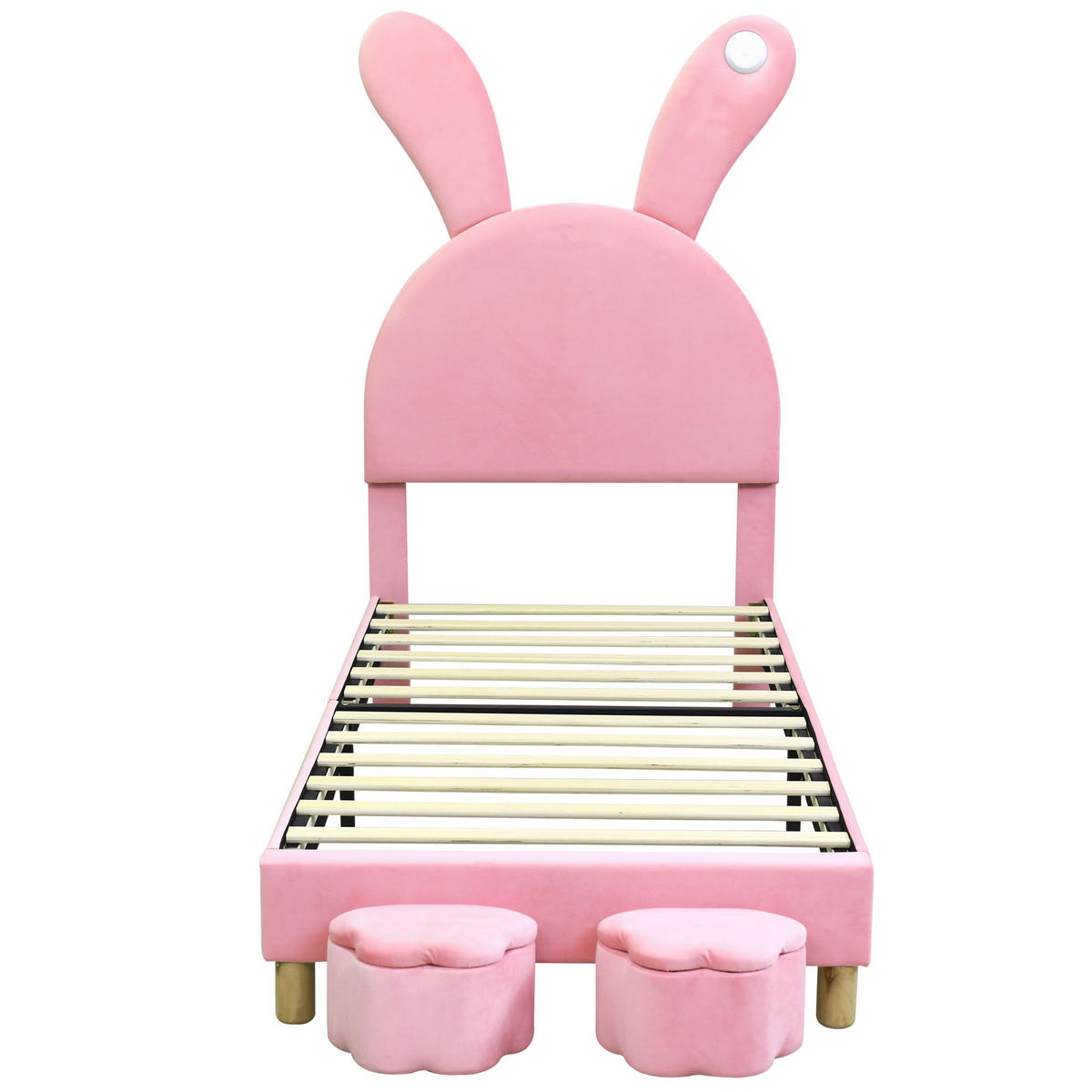 POLSTERBETT 90/200 cm Pink mit Stauraumbänken mit LED-Beleuchtung - Rosa, Textil (90/200cm) - OKWISH