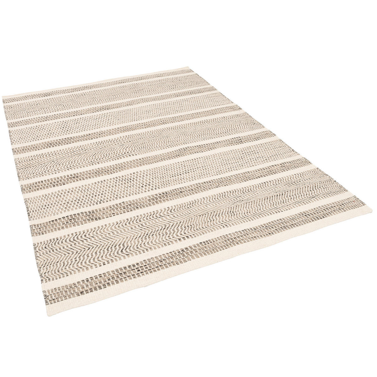 NATUR TEPPICH WOLLE RANA STREIFEN - Creme/Grau, Textil (140/200cm) - Pergamon