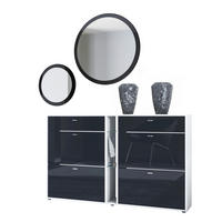 GARDEROBE Florence Schwarz Hochglanz - Schwarz Hochglanz, Holzwerkstoff (155.5/200/28cm) - Vladon