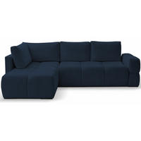ECKSOFA Taremi mit Chenillebezug Marineblau, beidseitig - Schwarz/Dunkelblau, Textil (267/185cm) - Selsey