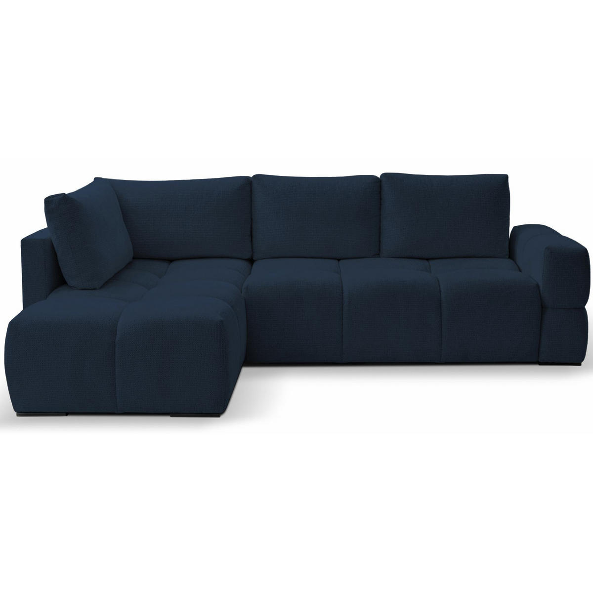 ECKSOFA Taremi mit Chenillebezug Marineblau, beidseitig - Schwarz/Dunkelblau, Textil (267/185cm) - Selsey