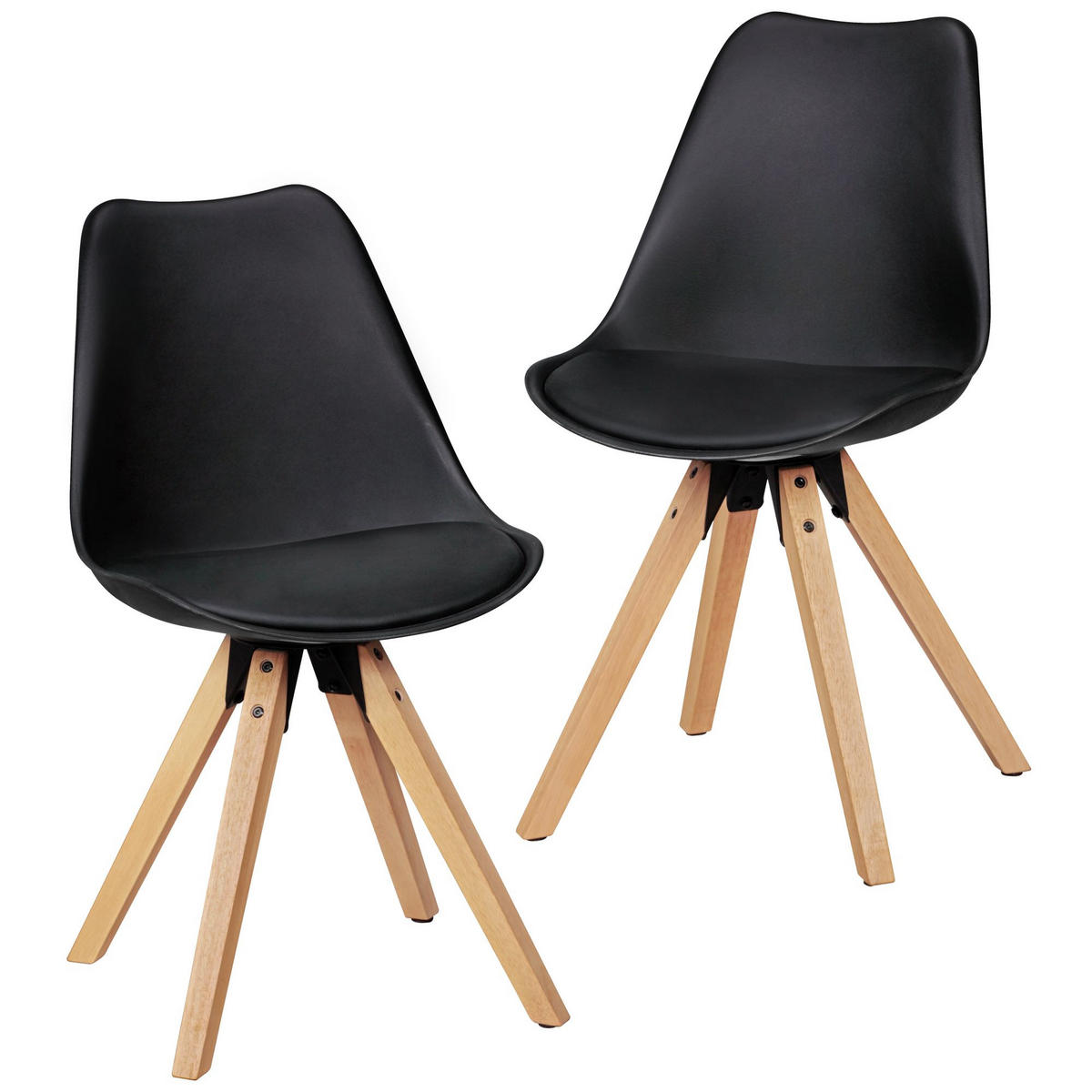 ESSZIMMERSTUHL 2er Set Kunstlederbezug mit Holzgestell Skandinavisch gepolstert, Schwarz 49x52x87 cm - Beige/Schwarz, Holz/Kunststoff (49/87/52cm) - KADIMA DESIGN
