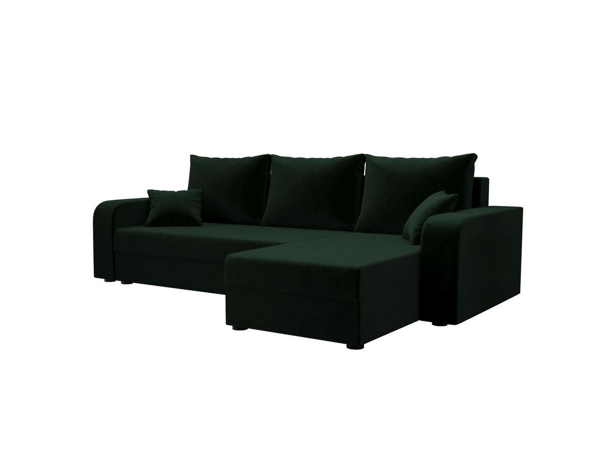 ECKSOFA HEWLET L Itaka 10 Rechts mit Schlaffunktion - Dunkelgrün, Textil (200/140cm) - Bedante