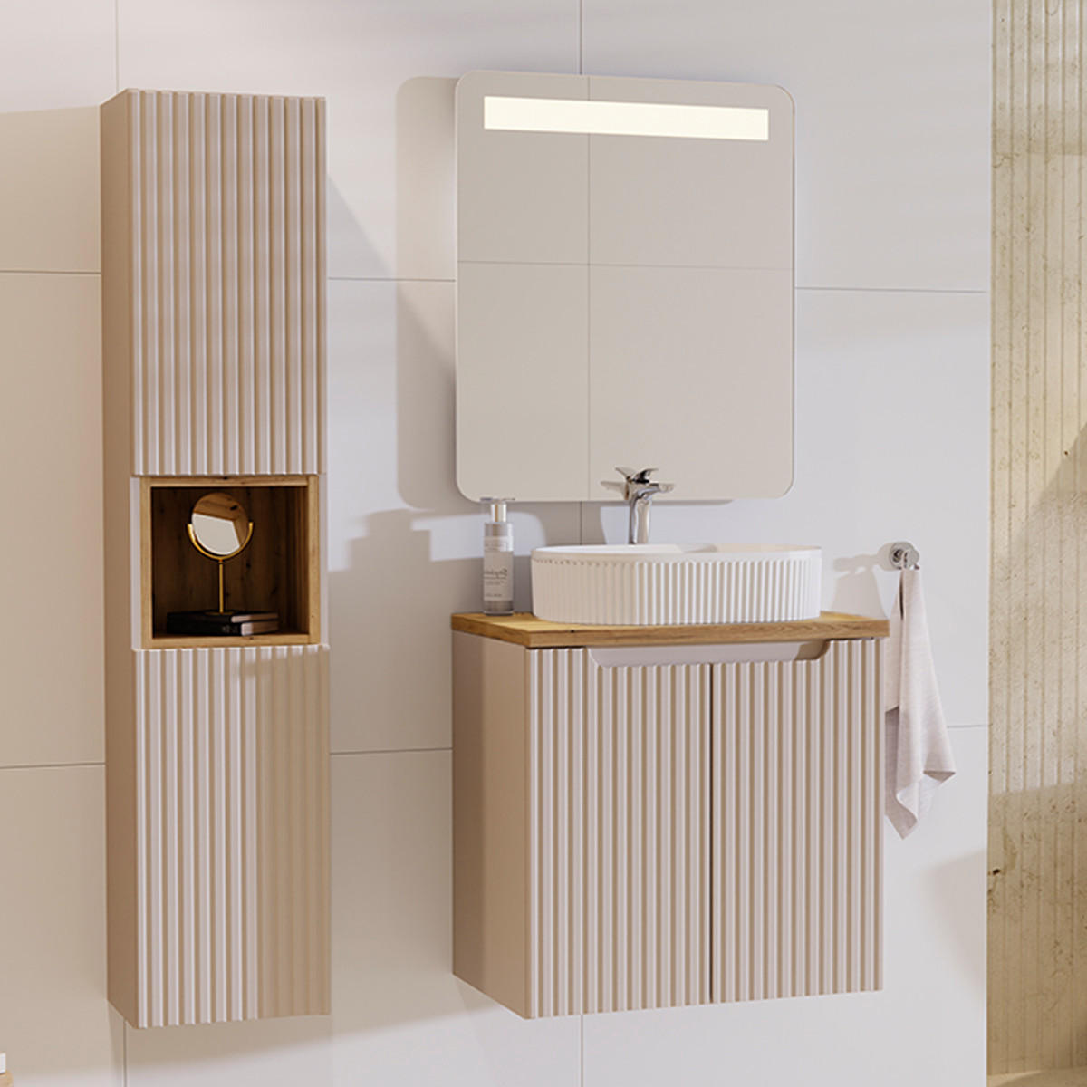 WASCHTISCH 60.4cm Riva Kaschmir - Beige, Holzwerkstoff (60.4/59/40cm) - Petits-meubles