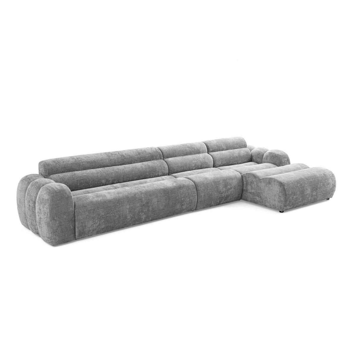 5-SITZER modulares Ecksofa VEER SET 2 Rechts, 175x379 cm, Chenille Webstoff Grau - Schwarz/Grau, Holz/Kunststoff (175/379cm) - Muffo