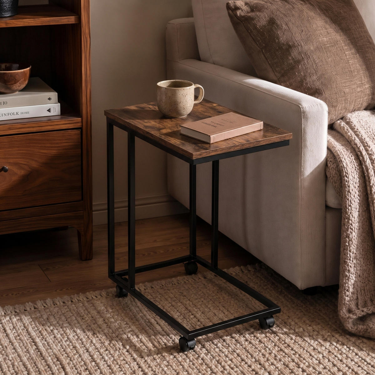 BEISTELLTISCH Dunkelbraun 35/50/61 cm - Braun, Metall (35/50/61cm) - SCENA LIVING