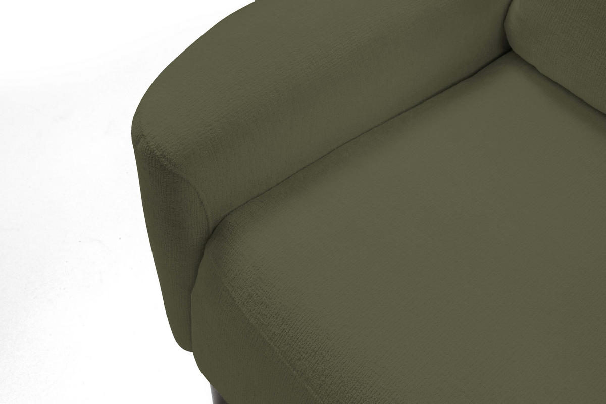 SOFA BOHO Mit Schlaffunktion Und Bettkasten, Wellenfederung, PUR-Schaum, Holzfüße, lose Rückenkissen, freistehend, 244x102x92 cm Olive green - Olivgrün, Holz/Textil (244/92/102cm) - DomoHome