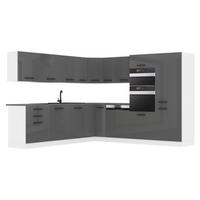 KÜCHE L-Form Jane, mit Arbeitsplatten, Silber Hochglanz - Silberfarben, Holz (480/204/60cm) - B BELINI GROUP