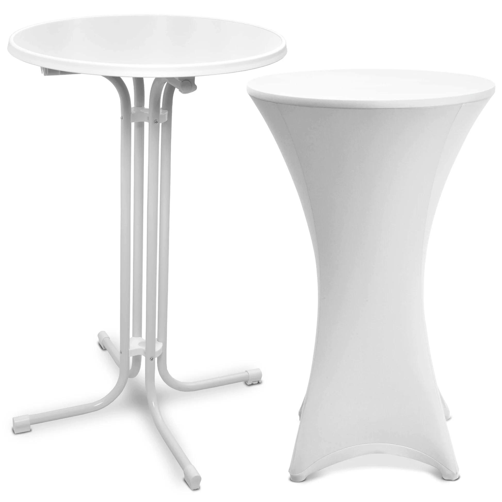 STEHTISCH Bellini Ø 70cm Weiß mit Stella Stehtischhusse Ø 70cm Weiß - Weiß, Textil/Metall (70/70/110cm) - Beautissu 