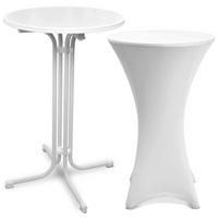STEHTISCH Bellini Ø 70cm Weiß mit Stella Stehtischhusse Ø 70cm Weiß - Weiß, Textil/Metall (70/70/110cm) - Beautissu 