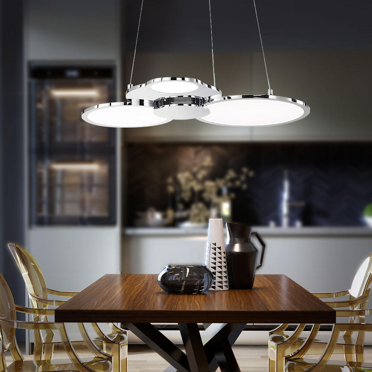 LED HÄNGELEUCHTE Aluminium Silber Ringe - Silberfarben, Metall (58/47.5/150cm) - Wofi