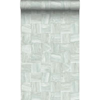 TAPETE quadratische Holzstücke 53 cm x 10.05 m - Türkis, Papier (53/1000cm) - Origin Wallcoverings