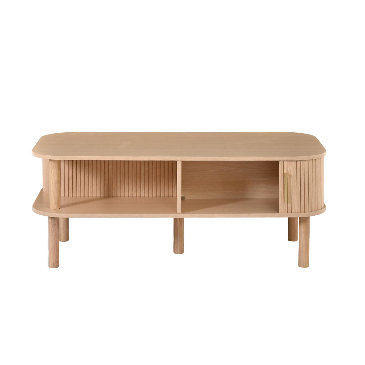 COUCHTISCH Holzoptik mit Rolltor & Ablage 110x55cm Skandi Design - Walnussfarben, Holzwerkstoff (110/55/45cm) - Urban Meuble