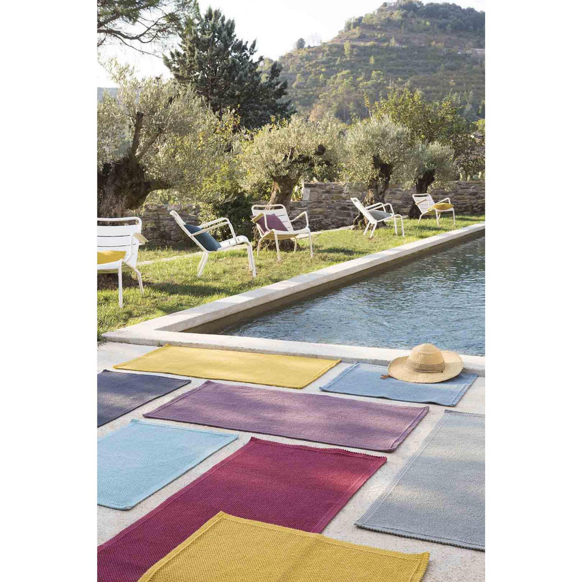 BADEMATTE Etia indigoblau 54 x 64 cm - Blaugrau, Textil (54/64cm) - Vivaraise