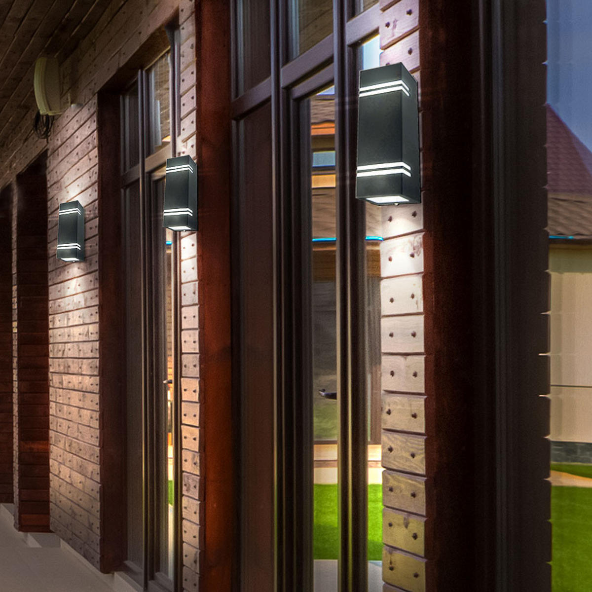 LED AUSSEN-WANDLEUCHTE Edelstahl Schwarz 2er Set - Schwarz, Metall (8.5/25/8.7cm)