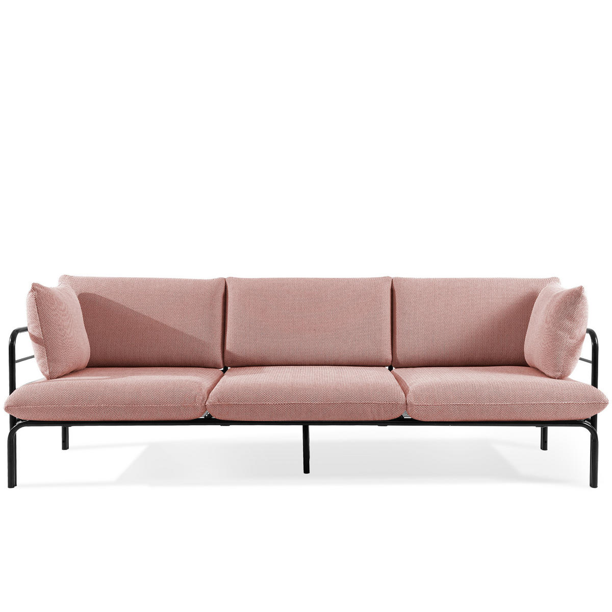 GARTENMÖBELSET RAMBE 4-tlg. 1x Tisch 2x Sessel 1x Sofa 3-Sitzer, mit Auflage, Stahlrahmen, LOFT-STIL, Anthrazit - Anthrazit/Rot, Glas/Textil - KONSIMO®