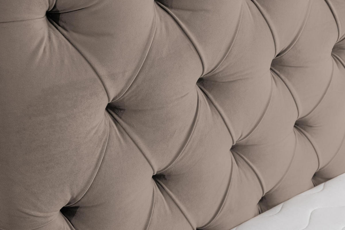 POLSTERBETT CHESTERFIELD mit Bettkasten Velour Stoff 180 x 200 cm - Braun, Holzwerkstoff (180/200cm) - VENASI MÖBEL