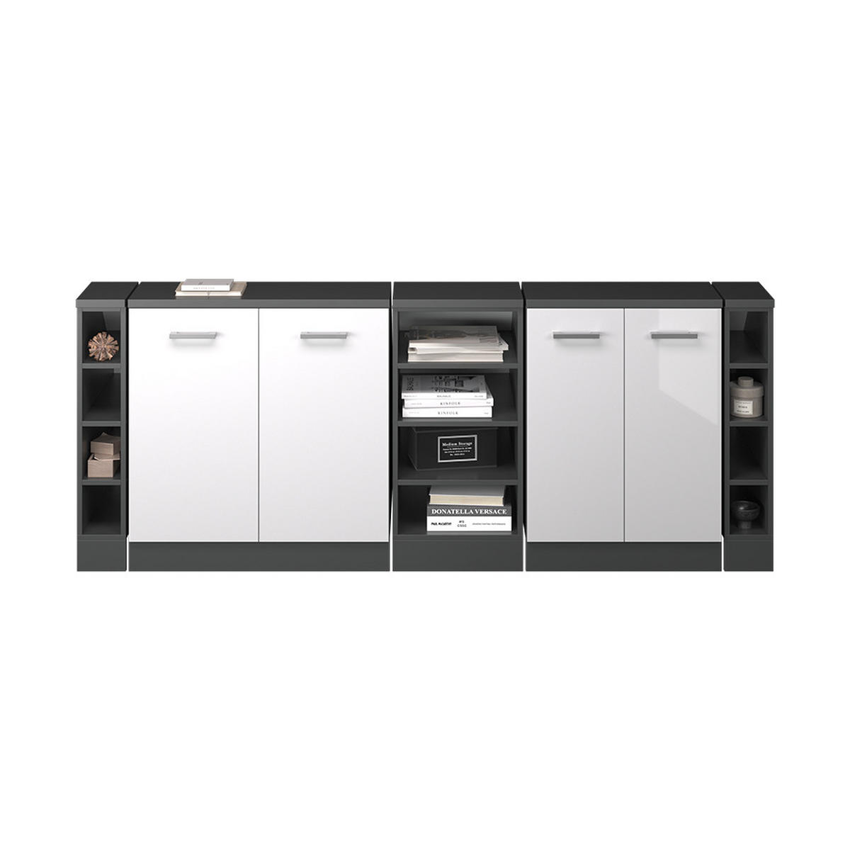 KUHINJSKA OMARA ZA POŠEVNE STREHE R-Line Bela visok sijaj 210 cm Komplet 5 korpusov omare globina 60 cm - bela/visoki sijaj, leseni material (210/83.8/60cm) - Vicco