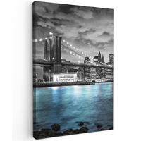 SLIKA NA PLATNU New York 90x140 cm - modrosiva, tekstil (90/140cm) - MuchoWow