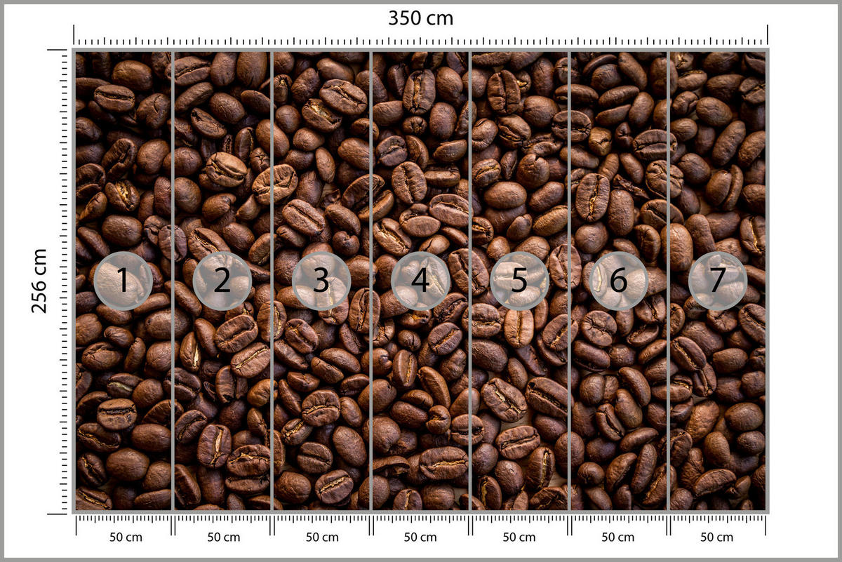 FOTOTAPETE für Esszimmer Kaffee Kaffeebohnen 3D 350x256 - Braun, Papier (350/256cm) - Muralo