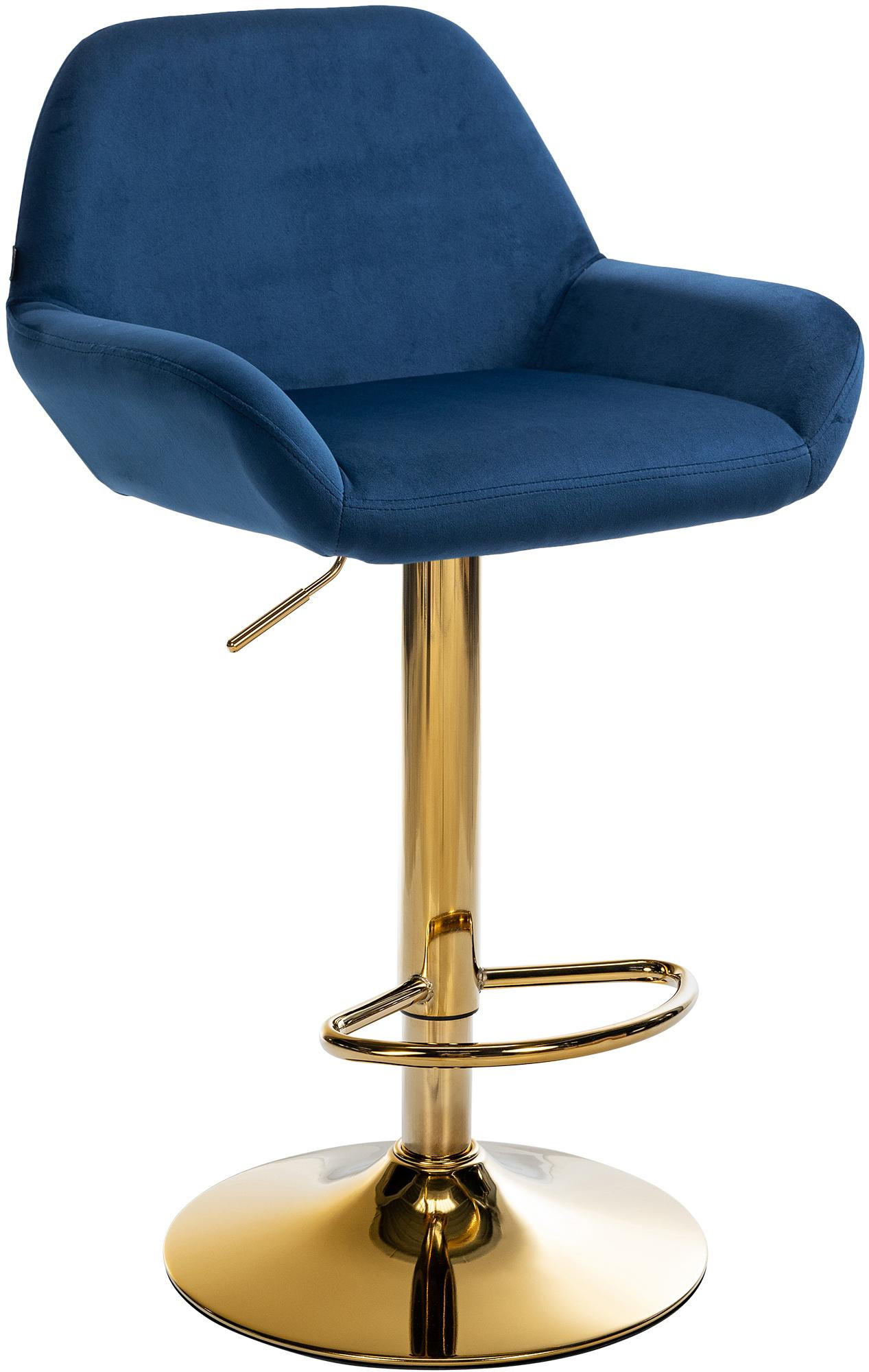 BARHOCKER Samt blau - Blau/Goldfarben, Textil/Metall (51/89/52cm) - CLP