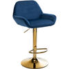 BARHOCKER Samt blau - Blau/Goldfarben, Textil/Metall (51/89/52cm) - CLP