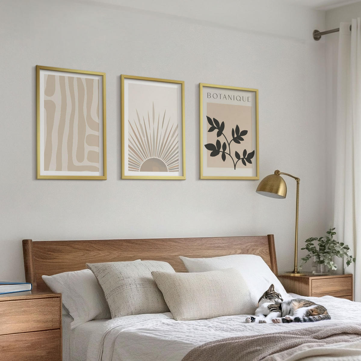 BILDER SET 3er Set - 40x60 cm Goldrahmen - Abstrakte Pflanzenmuster - Goldfarben, Kunststoff (40/60cm) - TULUP