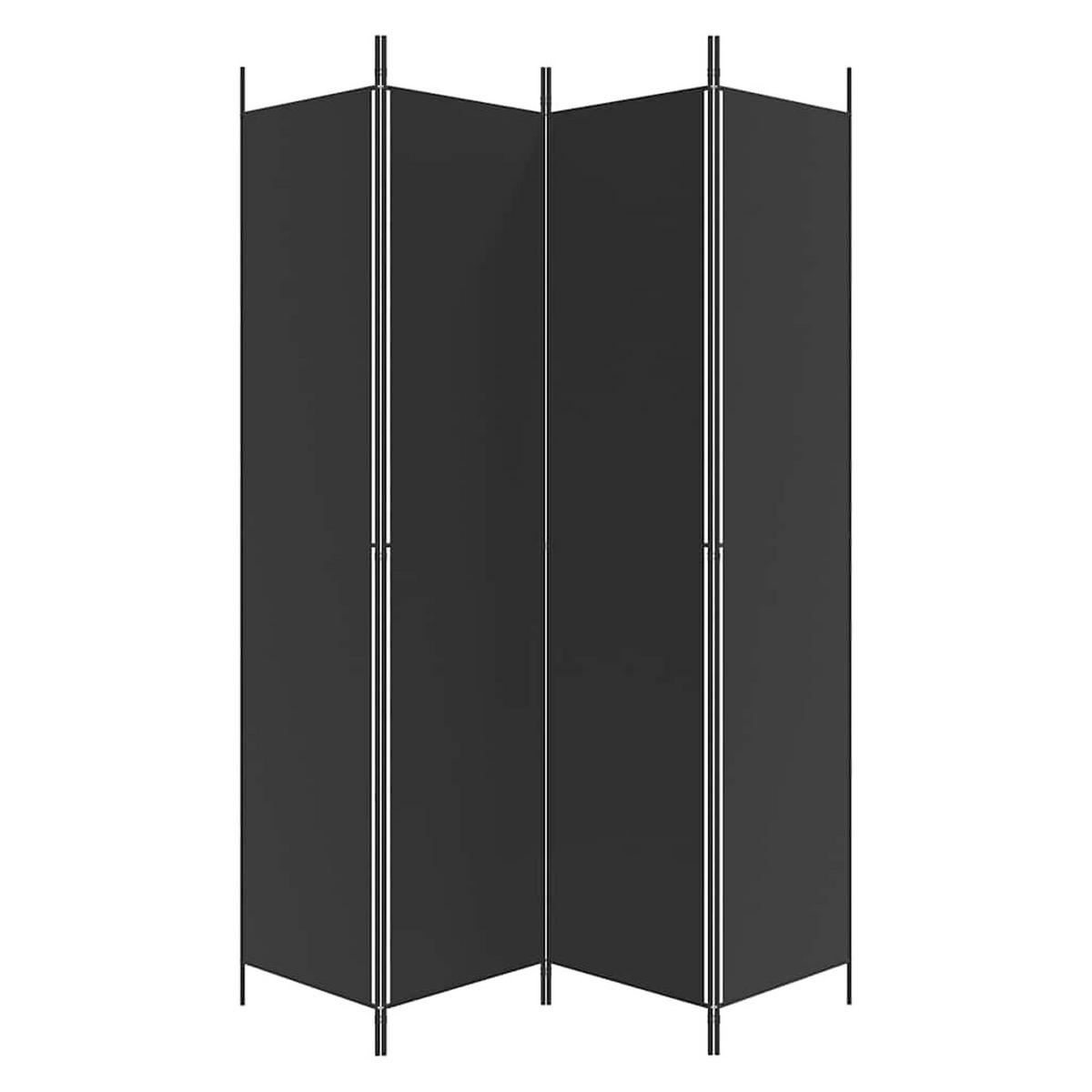PARAVENT 4-teilig Schwarz 200/220 Cm Stoff - Schwarz, Textil (200/220/0.1cm) - vidaXL