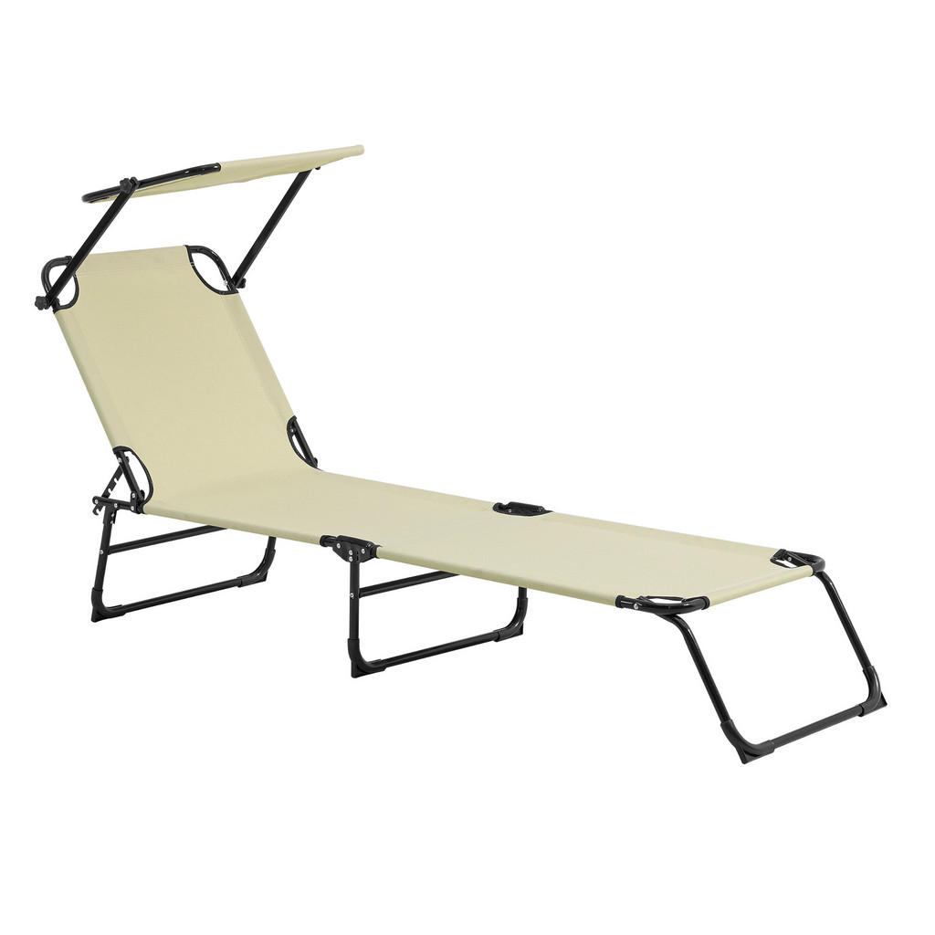 Thumbnail - casa.pro Sonnenliege-Set, Creme, Metall, 187x27x53 cm, Gartenmöbel, Gartenliegen