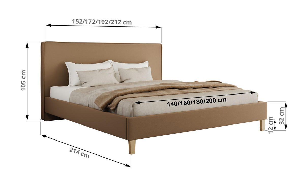 ČALÚNENÁ POSTEĽ LUMARO CLASSIC 180/200 - Hnedá Ekokoža - Matrac Pocket - hnedá/jadrový buk, drevo/textil (180/200cm) - MKS