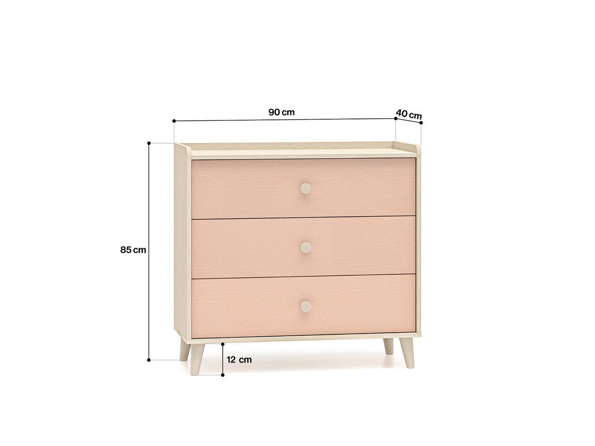 KOMMODE – 90 cm – Mevel – Grau - Grau, Holzwerkstoff (90/85/40cm) - hi-markt