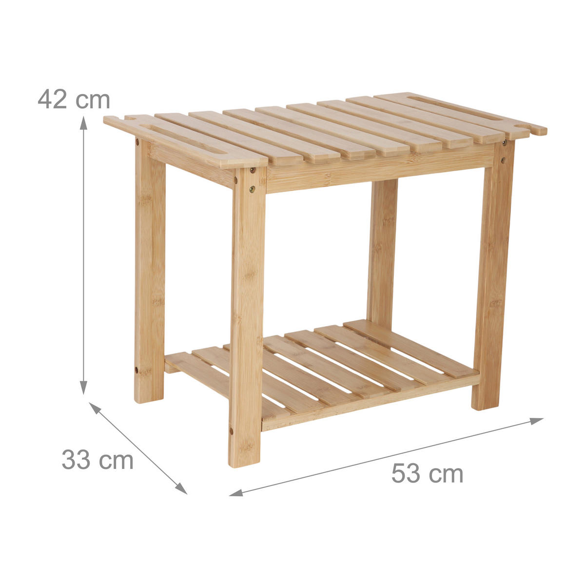 BADHOCKER - Hellbraun, Holz (53/42/33cm) - Relaxdays