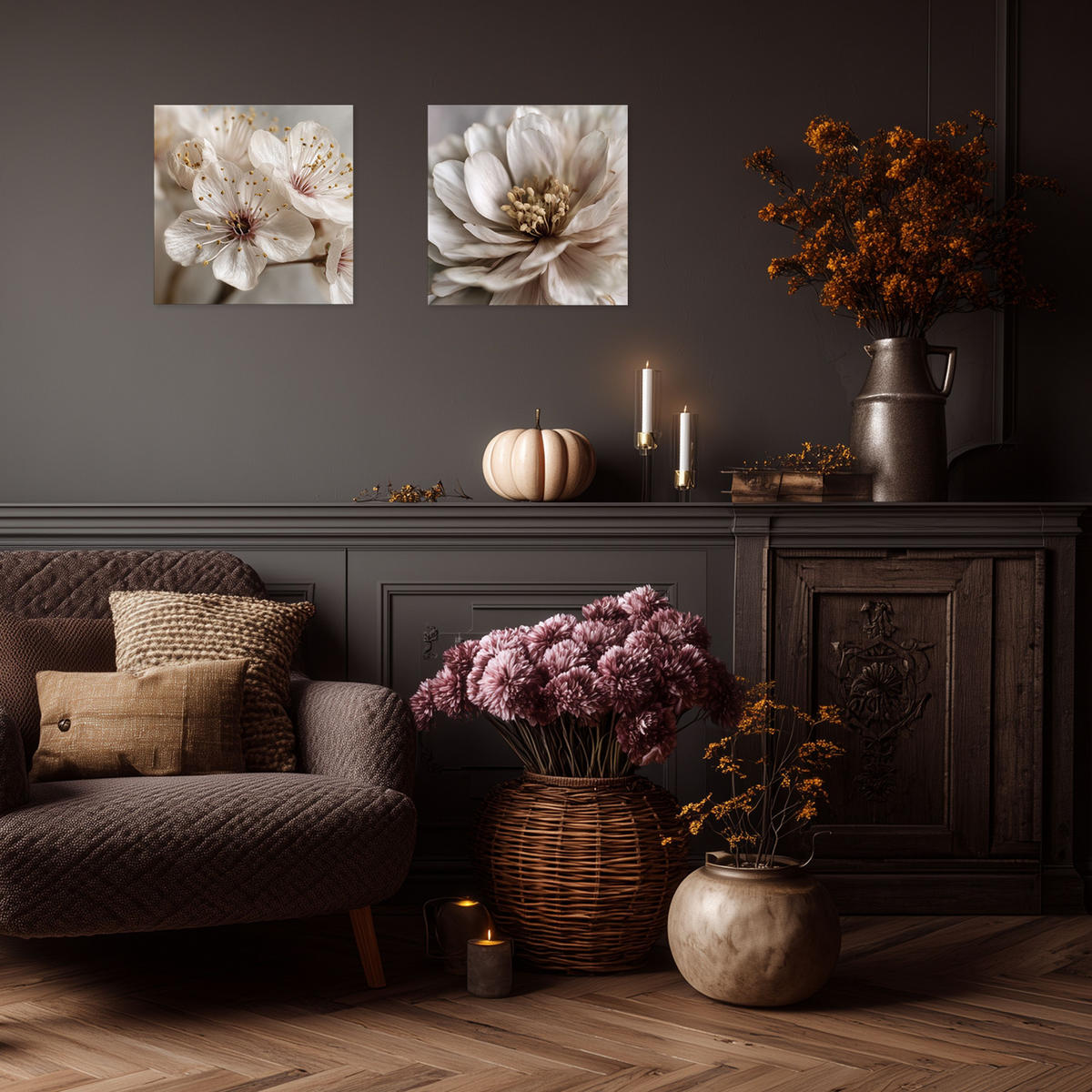 GLASBILD 30×30 cm Blüte creme beige - Beige, Glas (30/30cm) - artissimo