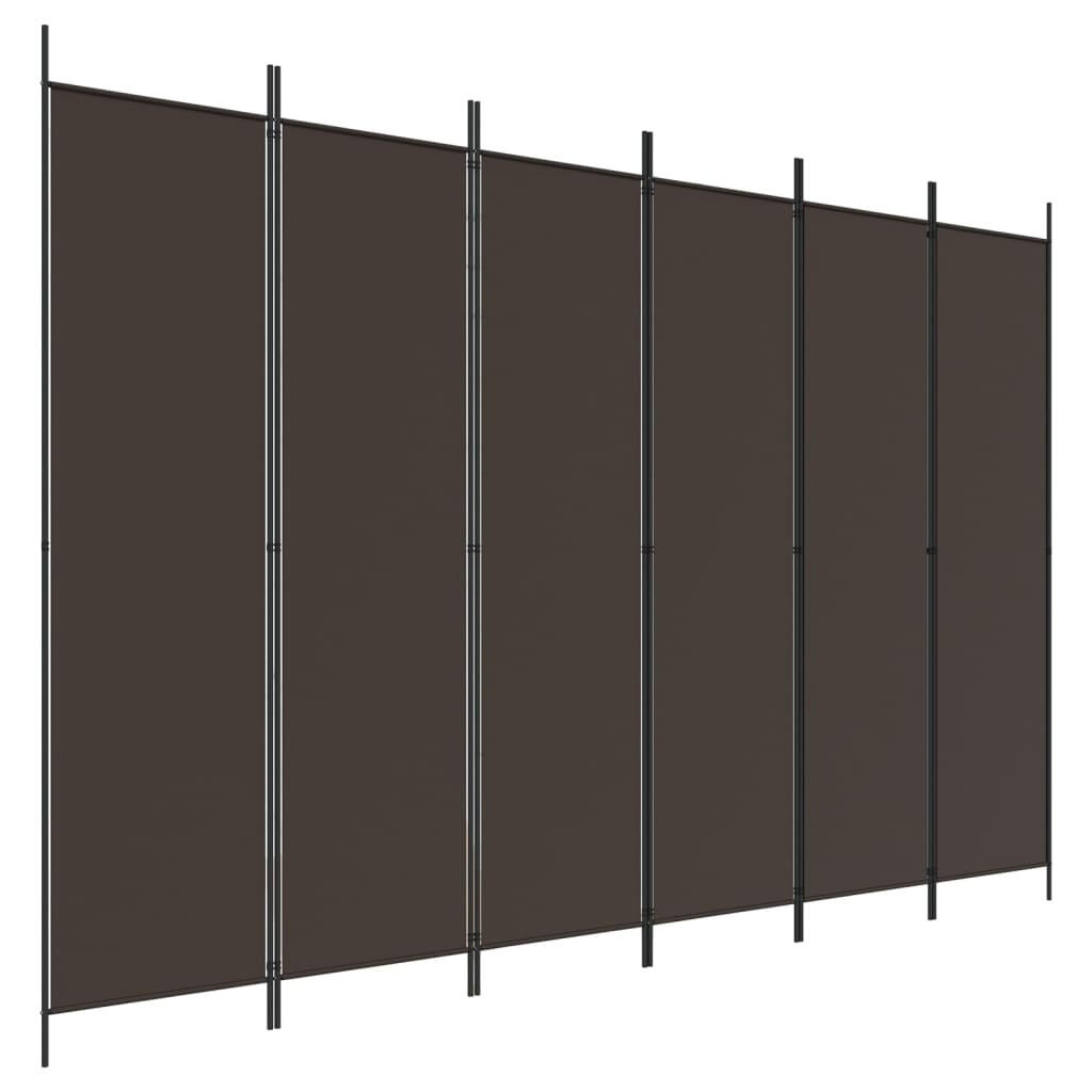 PARAVENT 6-teilig Braun 300/200 Cm Stoff - Braun, Textil (300/200/0.1cm) - vidaXL