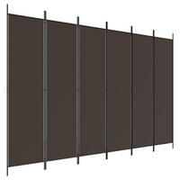 PARAVENT 6-teilig Braun 300/200 Cm Stoff - Braun, Textil (300/200/0.1cm) - vidaXL