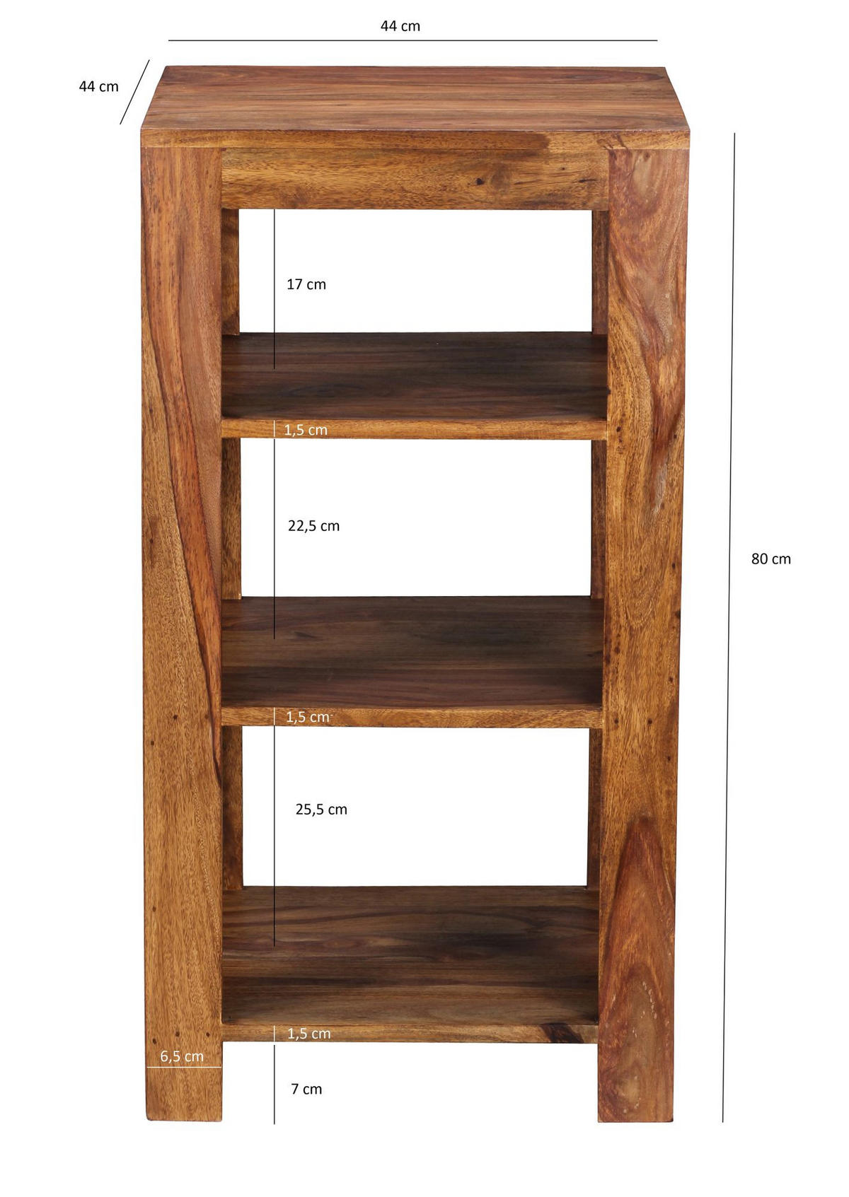BÜCHERREGAL Massivholz Handgefertigt Pflegeleicht, Braun 44x44x80 cm - Braun, Holz (44/80/44cm) - KADIMA DESIGN