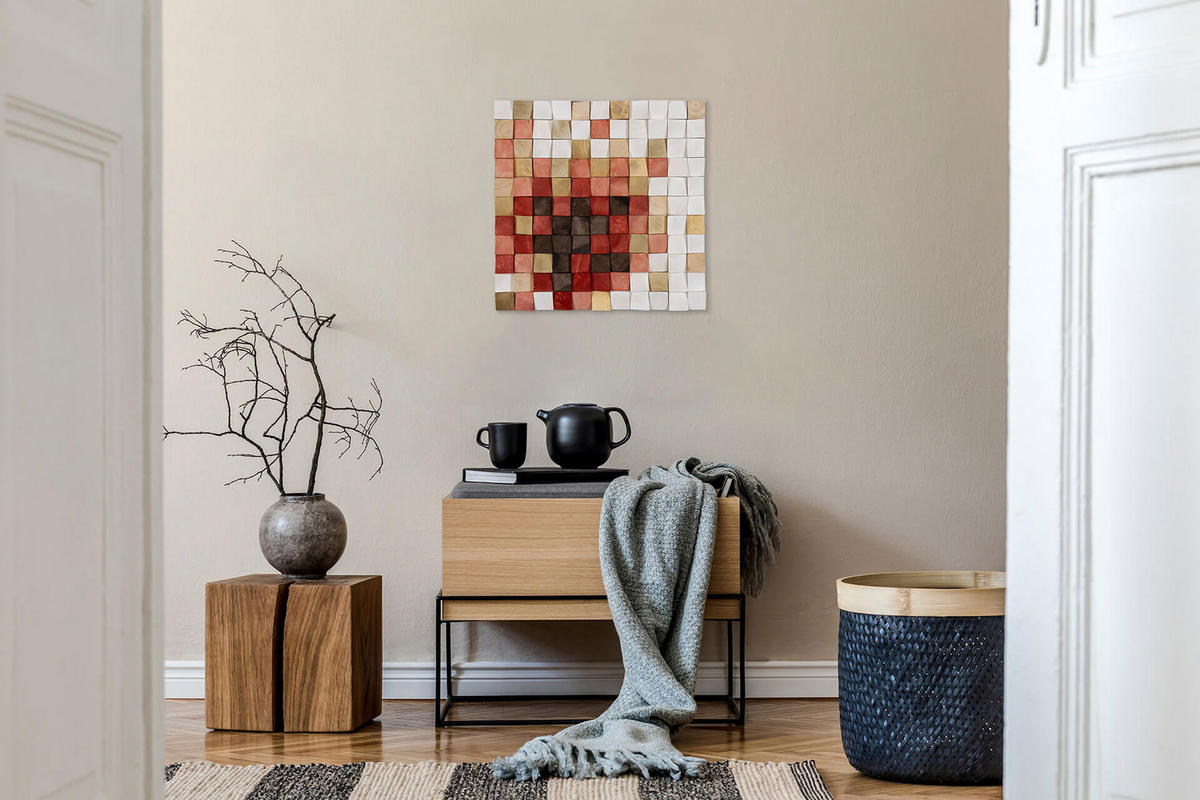 HOLZBILD 75/75 cm - Rot, Holz (75/75cm) - KUNSTLOFT