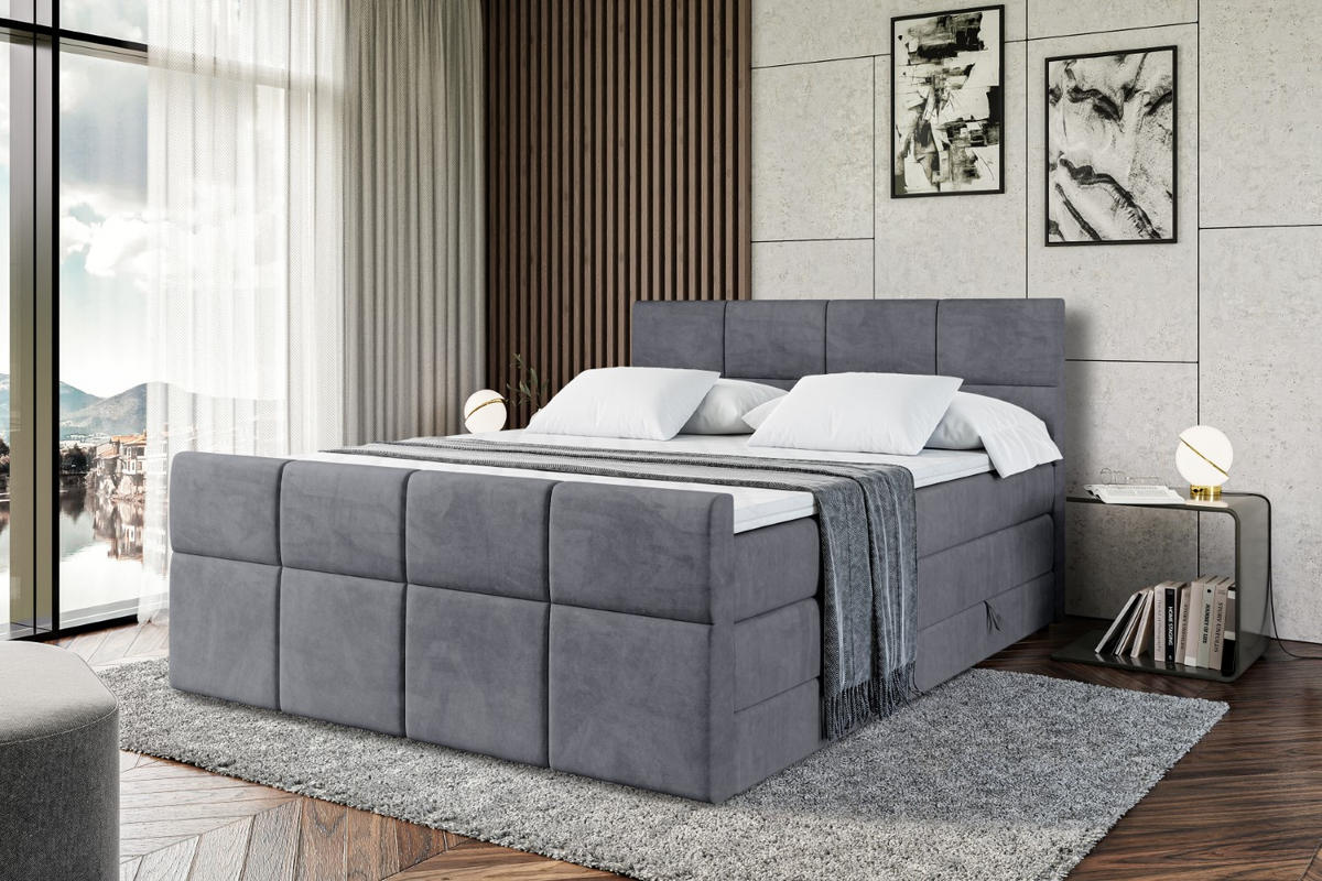 BOXSPRINGBETT ARDENI-Z KING - 180x200 - H3/H4 - Dunkelgrau - Dunkelgrau, Holzwerkstoff (180/200cm) - ALTDECOR